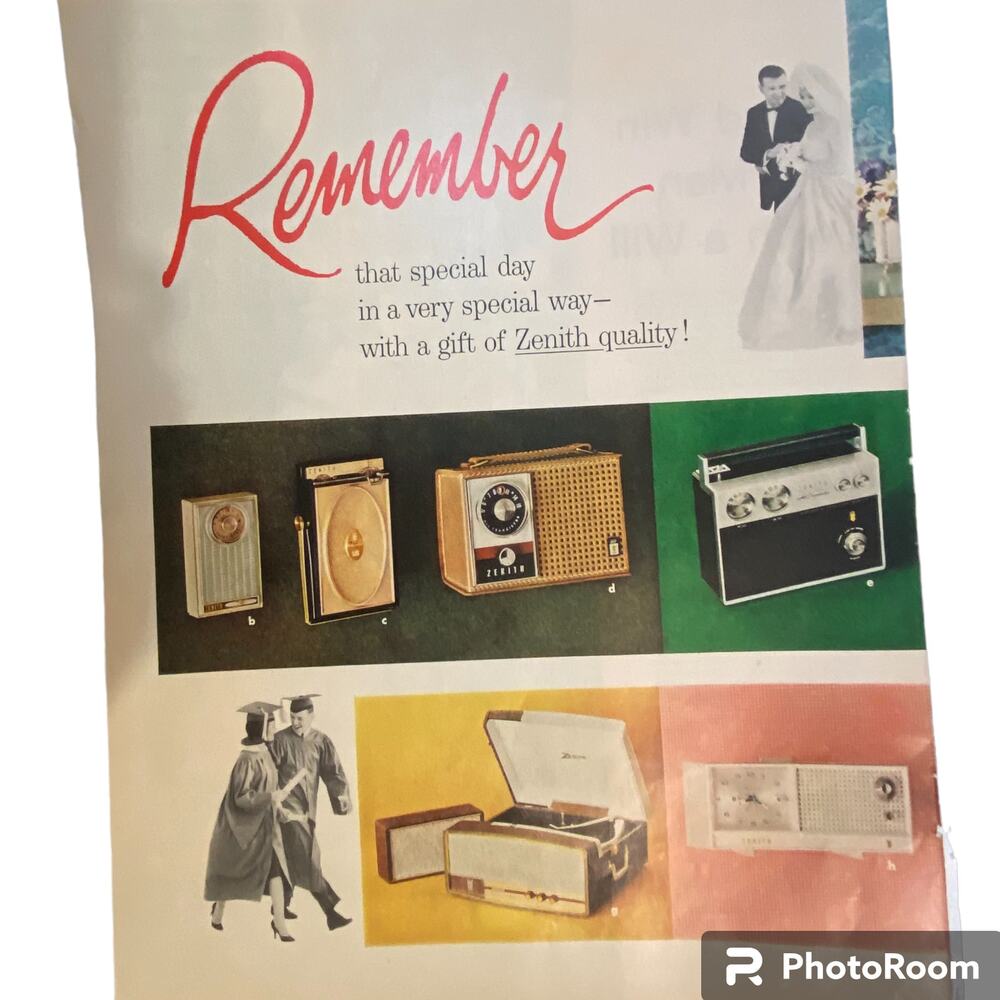 Vtg Zenith Print Ad 14 x 10.5 Life Magazine May 11 1962 Frame Ready Color